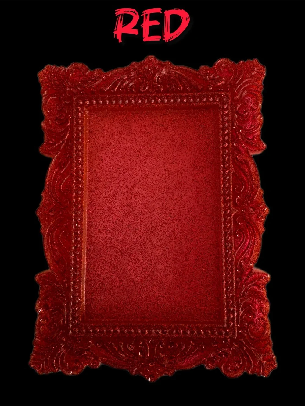 Handmade Resin Mini Photo Frames - Red & Black Ornate Set - Crafting Supplies
